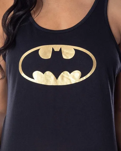 Miniatura 3 de DC Comics - Conjunto de pijama de Batman con logotipo dorado y espalda cruzada para mujer