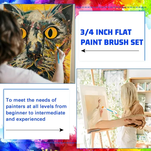 Miniatura 5 de 30 pinceles de pintura a granel, pequeños pinceles de pintura plana a granel, pincel de pintura acrílica, pincel de pintura al óleo para el aula