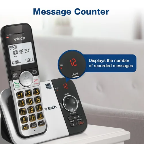 Miniatura 5 de VTech Teléfono inalámbrico de 3 auriculares con contestador, con pantalla grande y grandes botones de identificación de llamadas, altavoz