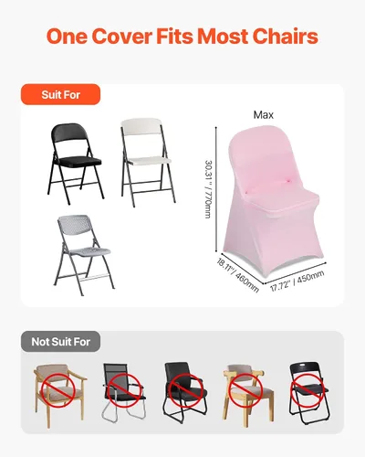 Miniatura 99 de VEVOR 150 fundas blancas para sillas de poliéster y elastano, fundas elásticas para bodas, fiestas, comedor, banquetes, sin pinzas, 150