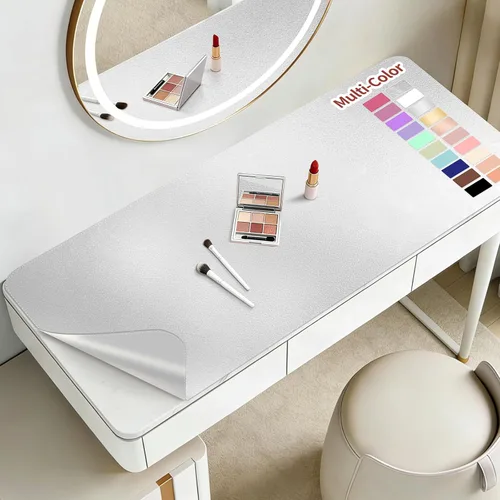 Miniatura 11 de Alfombrilla de maquillaje para tocador para proteger la parte superior del escritorio de 23.6 x 11.8 pulgadas, tapete de maquillaje de doble cara