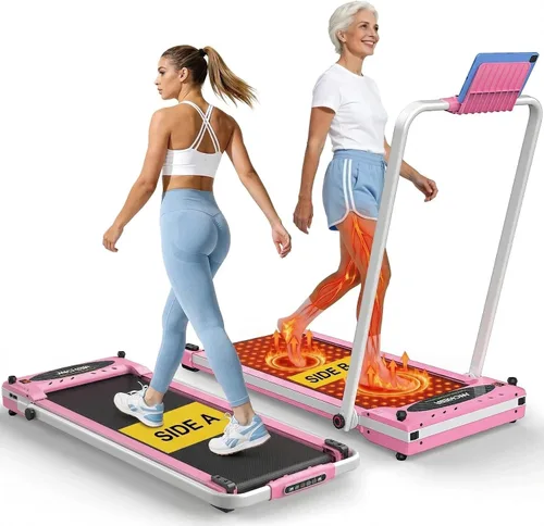 Miniatura 11 de Cinta de correr con masaje de pies/masaje por vibración, caminadora con inclinación, almohadilla para caminar plegable con barra de asa, cintas