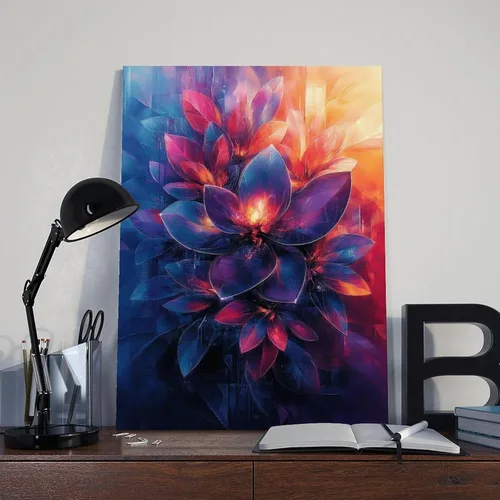Miniatura 8 de Cyberpunk Inspired Retro Nature Abstract Print – Neon Purple & Sapphire Blue – Unique Modern Wall Art Canvas Poster Wall Art Decor Print Picture Sin