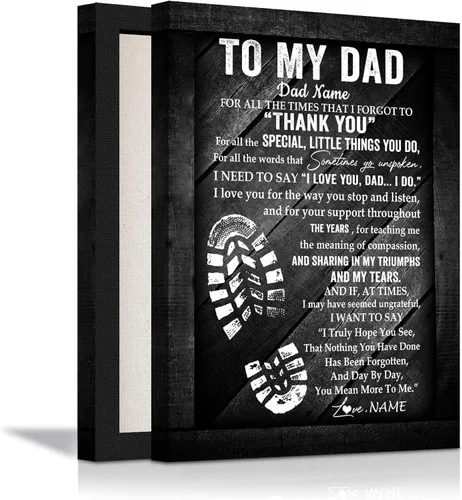 Miniatura 6 de Lienzo personalizado con texto en inglés "Stepped Up Dad", lienzo para el día del padre, el mejor regalo para padrastro, cita familiar