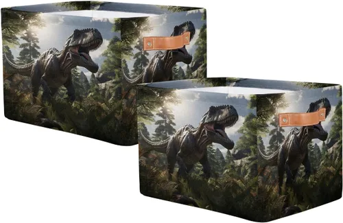 Miniatura 2 de AUUXVA Ombra Cesta de almacenamiento gigante de dinosaurios jurásicos caja de almacenamiento de lona duradera plegable cesta de juguetes organizador
