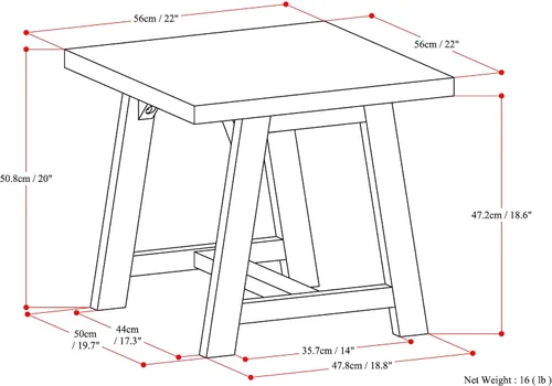 Miniatura 2 de Simpli Home - Sawhorse - Mesa de centro, color castaño oscuro., Pino, Distressed Grey