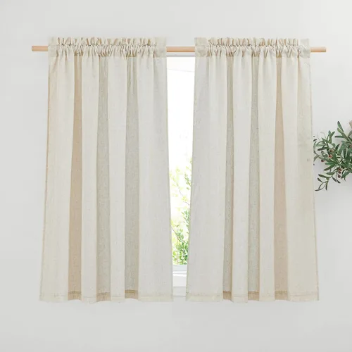 Miniatura 26 de NICETOWN - Cortinas gruesas de lino para sala de estar, juego de 2 paneles, con trabilla trasera/bolsillo para barra y cinta de pliegues, privacidad