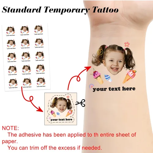 Miniatura 5 de Tatuajes personalizados temporales personalizados temporales con nombre, logotipo, foto facial para adultos, boda, cumpleaños, San Valentín