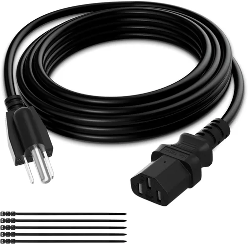 Elecan Cable de alimentación de repuesto de 3 clavijas de 50 pies, cable de alimentación flexible y duradero a prueba de calor para dispositivos CA,