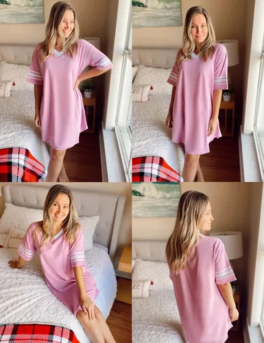 Miniatura 4 de Ekouaer - Camisón de manga corta para mujer