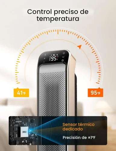 Miniatura 7 de Dreo Calentador de espacio para interiores, calentador de habitación portátil rápido de 25 pulgadas, 11.5 pies/s con control remoto y termostato, 3