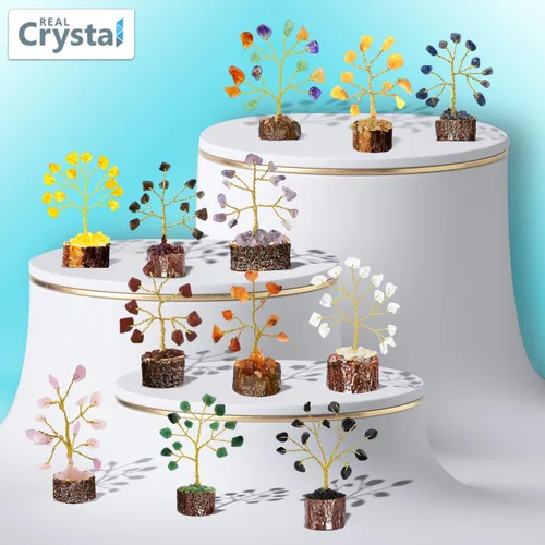 Miniatura 8 de Conjunto de Árboles de Cristal de 12 Regalos Únicos de Cumpleaños para Mujeres, Hermana, Mamá, Decoración de Hogar y Oficina, Decoración de Estante
