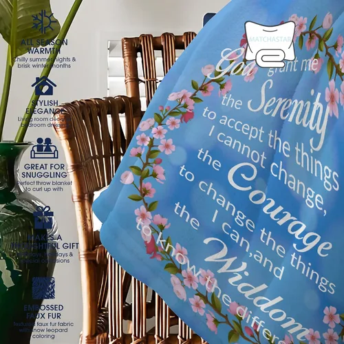 Miniatura 7 de Manta de oración de serenidad, pensamientos inspiradores, manta de flora azul, regalo religioso para mujeres y hombres, mantas de versículo