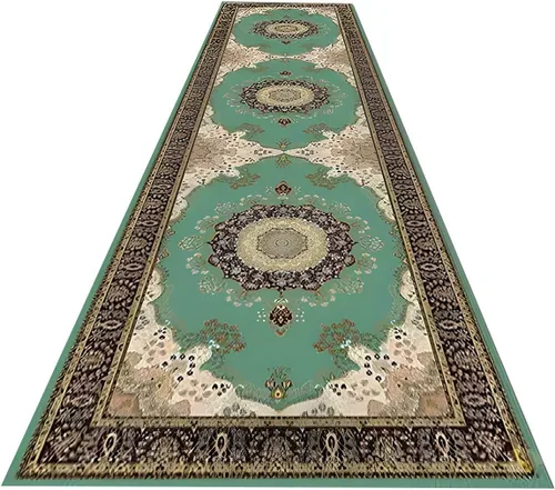 Alfombra verde para pasillo, entrada, interior, 2, 4, 6, 8, 10, 12, 14, 16, 18 pies, antideslizante, suave, esponjosa, para pasillo, dormitorio,