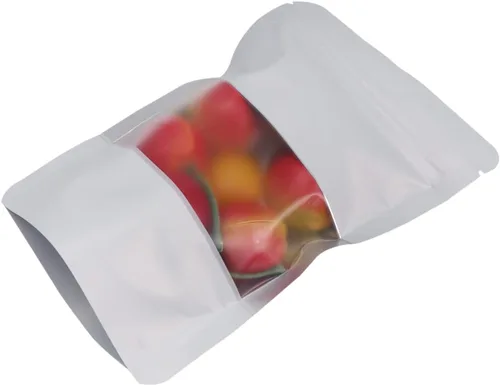 100 bolsas con cierre de cremallera aluminizadas con ventana transparente, bolsas de almacenamiento de alimentos para aperitivos y té, embalaje a
