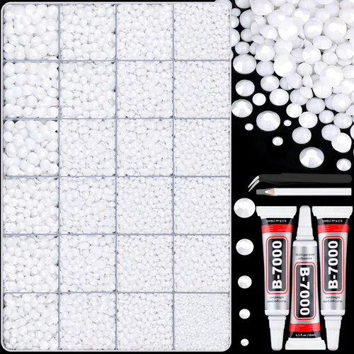 Miniatura 18 de 7000 diamantes de imitación de resina con pinzas para manualidades, diamantes de imitación de gelatina con parte trasera plana de 2/3/4/5/6mm, 4