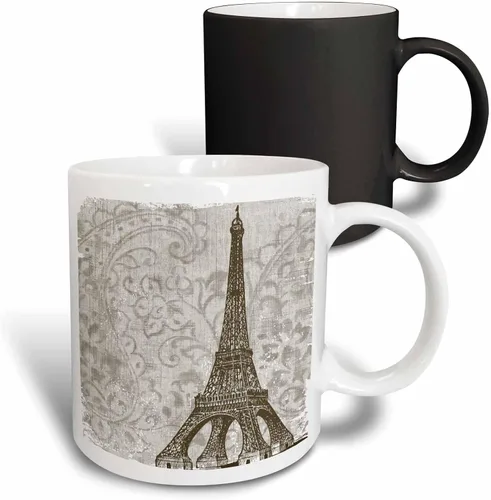 Miniatura 14 de 3dRose Vintage Eiffel Tower - France 15oz Two-Tone Black Mug