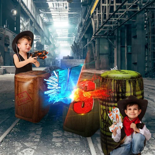 Miniatura 6 de POKONBOY Paquete de 6 pistolas de juguete para niños aptas para balas Nerf, pistolas de juguete con 120 dardos de espuma de repuesto para niños