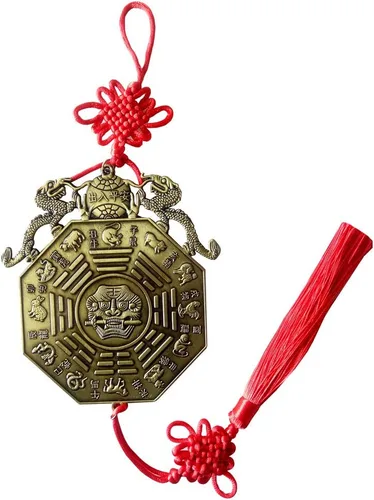 Adornos de Feng Shui, espejo chino de Bagua, suministros para el hogar, decoración que trae riqueza y suerte, cuelgan 3.9 pulgadas (espejo de dragón