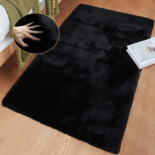 Miniatura 86 de ORINOVA Alfombra de felpa marrón claro beige de 8 x 10 pies para sala de estar, alfombra bohemia esponjosa de piel de conejo grande para dormitorio