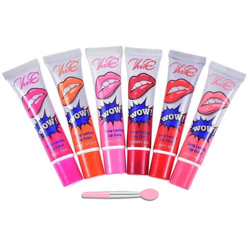 VeniCare - Paquete de 6 esmaltes de labios de colores despegables + aplicador en barra | Variedad de seis colores deliciosos y sexys | Aplicar,