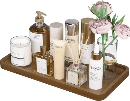 Miniatura 8 de Weenson Bandeja de tocador de baño para encimera, artículos de tocador, decoración de maquillaje, velas de perfume, bandeja de cocina para Blanco