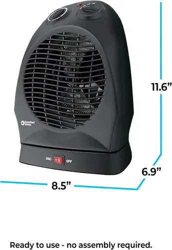 Miniatura 6 de Comfort Zone Calentador de espacio oscilante con termostato ajustable, de escritorio, ventilador forzado, portátil, sensor de sobrecalentamiento