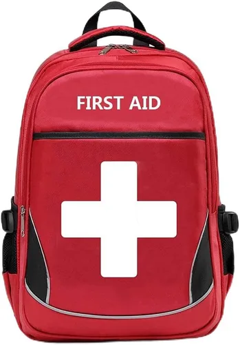 Bolsa de primeros auxilios vacía roja bolsa médica de emergencia para primeros auxilios, mochilas de trauma con múltiples bolsillos para viajes, rojo