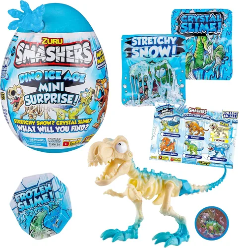 Miniatura 10 de ZURU Smashers Huevo Mini Rompible con Muchas Sorpresas! - Exclusivo Dino Era de Hielo T-Rex - Slime, Juguetes de Dinosaurios, Coleccionables