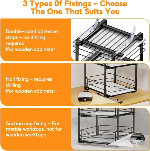 Miniatura 5 de Organizador de especias para gabinete, estante de especias vertical extraíble de 2 niveles, organización de especias de metal resistente