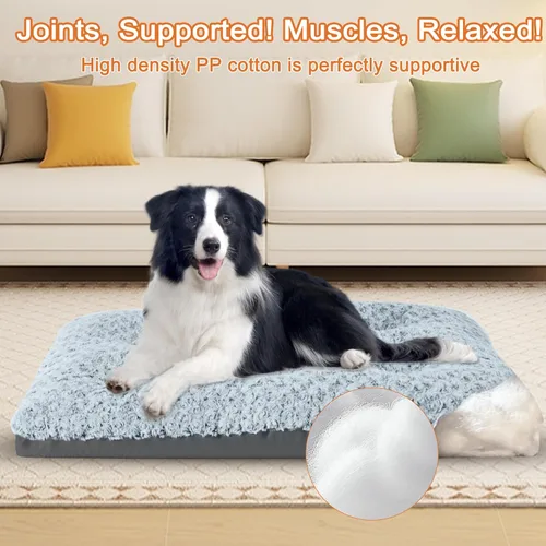 Miniatura 3 de POCBLUE Cama lavable de lujo para perros pequeños, tapete para jaula de perro de 23 pulgadas, almohadilla cómoda y esponjosa para perrera, Gris