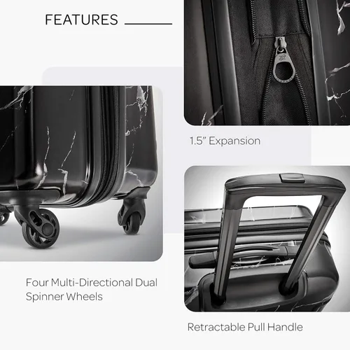 Miniatura 4 de AMERICAN TOURISTER Moonlight Hardside - Equipaje expandible con ruedas giratorias, Mármol negro), 92507-D773