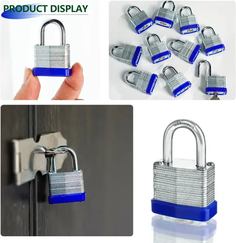 Miniatura 2 de Candado de acero laminado con las mismas llaves para caja de herramientas de casillero de gimnasio, almacenamiento de cobertizo, con llave similar
