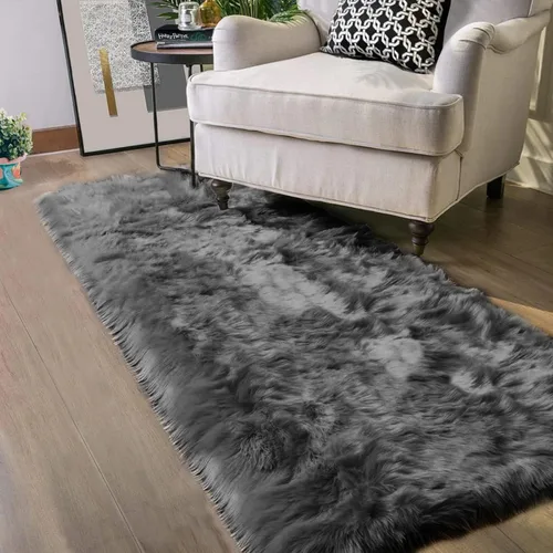 Miniatura 49 de Latepis - Tapete rectangular de piel sintética tipo lana de oveja suave, esponjosa y lavable para sala de estar, dormitorio, sala de juegos o Blanco