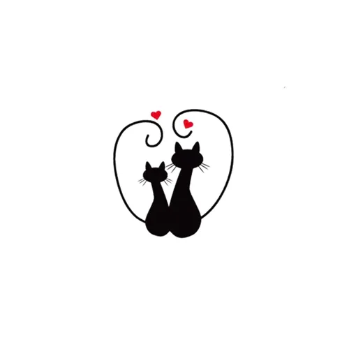 Miniatura 3 de Juego de 2 calcomanías de tatuaje temporal pequeñas, diseño de pareja de tótem de cola de gato negro, diseño de pareja para mano, cuello, cara, K-222