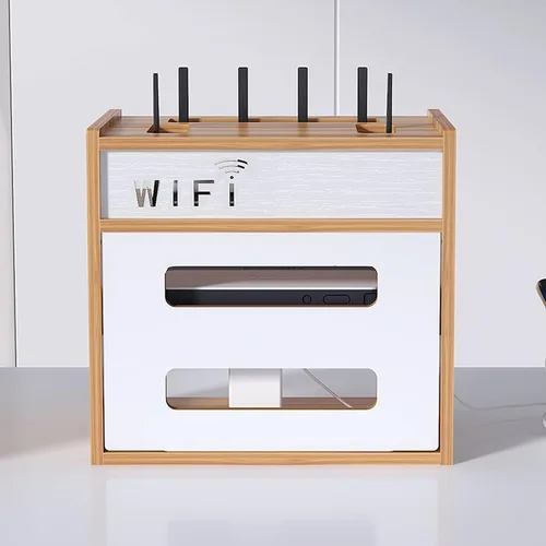 Miniatura 9 de Catekro Caja de almacenamiento para enrutador WiFi, gabinete WiFi para ocultar el enrutador y el módem, caja decorativa para oficina y hogar