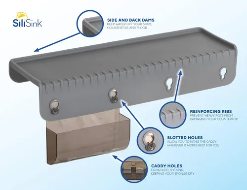 Miniatura 4 de SiliSink - Protector de borde de silicona para fregadero de cocina, se adapta a 3.75 a 4 pulgadas de ancho, el protector de bordes de silicona