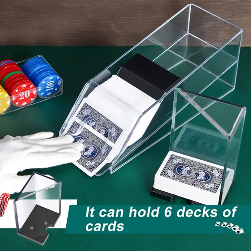 Miniatura 6 de Deekin Zapato de blackjack de 6 barajas con bandeja de descarte, dispensador de tarjetas de acrílico transparente para jugar a cartas, dispensador