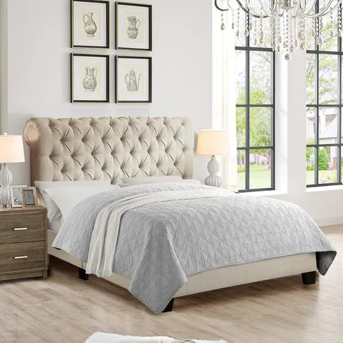 Miniatura 9 de Rosevera Rosina - Base de cama con cabecera ajustable, con cabecera ajustable, con cabecera enrollable de 32 pulgadas, fácil montaje, tamaño King