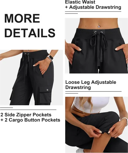 Miniatura 5 de MoFiz Pantalones cargo capri de senderismo para mujer, ligeros, de secado rápido, atléticos, viajes, casuales, holgados, cómodos, bonitos bolsillos