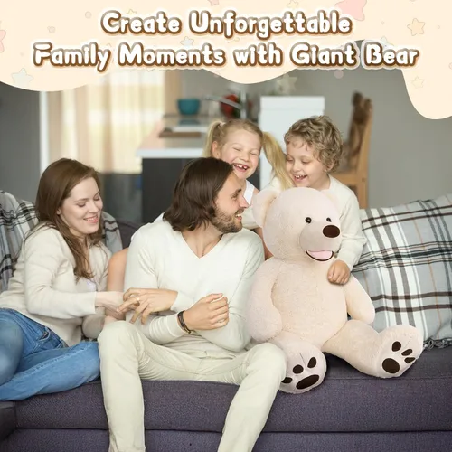 Miniatura 2 de MorisMos Oso de Peluche Gigante, Oso de 39 Pulgadas, Animales de Peluche Grandes con Huellas Grandes, Osos de Peluche de Regalo para Niños