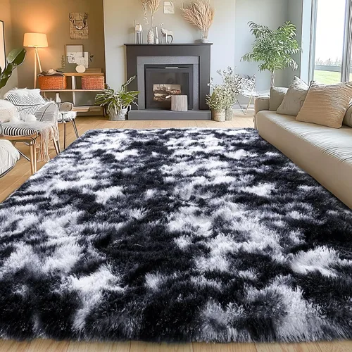 Miniatura 115 de Alfombras de área de 8x10 para sala de estar, alfombra shaggy grande ultra suave y esponjosa para dormitorio, alfombras de felpa mullida Blanco crema