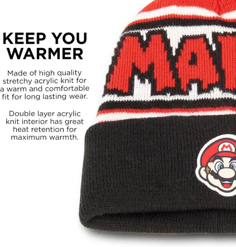 Miniatura 4 de Nintendo Sombrero de invierno para niños con guantes de punto y guantes de esquí aislados Super Mario para niños de 4 a 7 años Mario