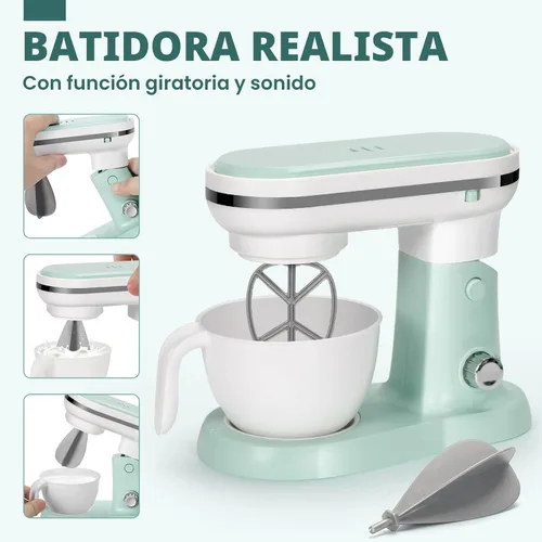 Miniatura 4 de Juego de juguetes de electrodomésticos de cocina con cafetera, mezcladora, tostadora, licuadora, juego de cocina para niños, accesorios de cocina
