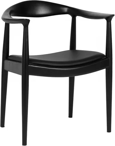 Kennedy - Sillón de comedor moderno de mediados de siglo, silla Kennedy tapizada de poliuretano, sillón de madera de fresno para sala de estar,