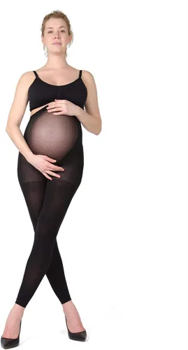 Miniatura 8 de MeMoi Mallas opacas de maternidad sin pies para mujer con cintura extra grande
