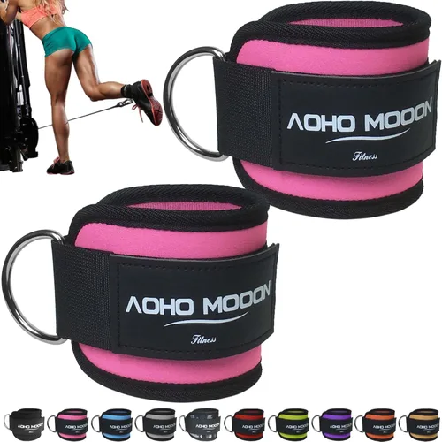 Miniatura 16 de AOHO MOOON Correas de tobillo ajustables y cómodas para máquinas de cable para mujeres, correa de pierna para gimnasio, tobillera para glúteos