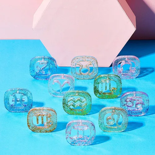 Miniatura 4 de 3 piezas de signos del zodiaco llaveros de resina moldes de silicona con agujero de constelación colgante de silicona epoxi resina UV molde