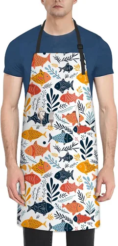 Miniatura 8 de Hermoso delantal de tortuga marina para mujeres y hombres, delantales de chef de cocina de tela Oxford Margarita72
