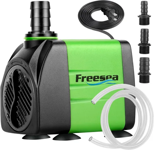 Miniatura 11 de FREESEA Bomba de agua sumergible para estanque: 1350GPH 150W Bomba de fuente con tubo de 6.6 pies para acuario pecera cascada hidropoica